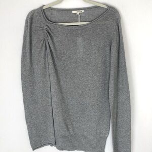 LA Made gray cotton shirred shoulder sweater large NWT